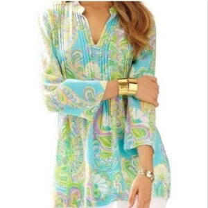 Lilly Pulitzer Shorely Blue Double Trouble Sarasota Tunic Top, sz L